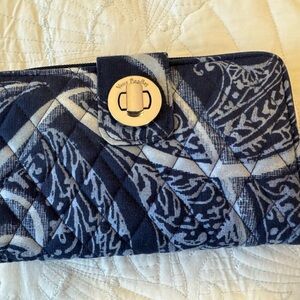 Vera Bradley Navy and Cream Quilted Clutch